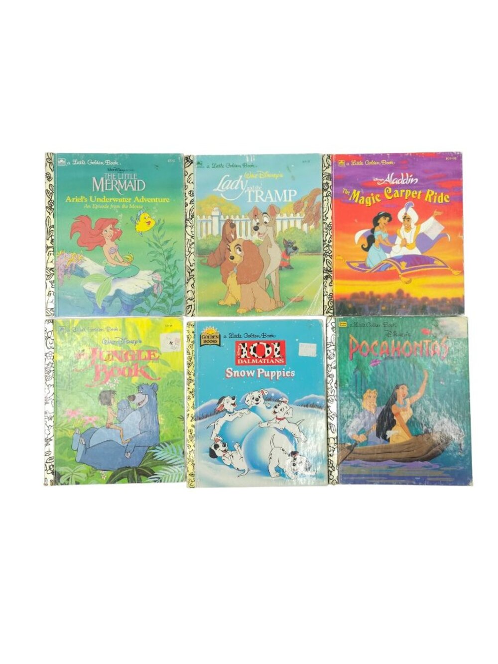 Vintage Disney Little Golden Books Pocahontas 101 Dalmatians Aladdin Lot of 6